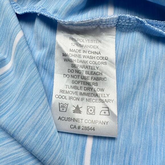 FootJoy | Men | Stripe Heather Blue Performance Golf Polo Shirt | Size Medium - Picture 6 of 7